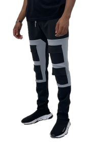 SQUARE BLOCK TRACK PANTS - GREY (Color: GREY, size: XL)